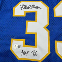Autographed/Signed David Thompson HOF 96 Denver Blue Retro Rainbow Basketball Jersey Beckett BAS COA