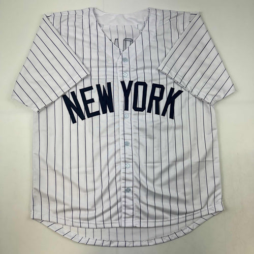 Autographed/Signed David Cone New York Pinstripe Baseball Jersey Beckett BAS COA