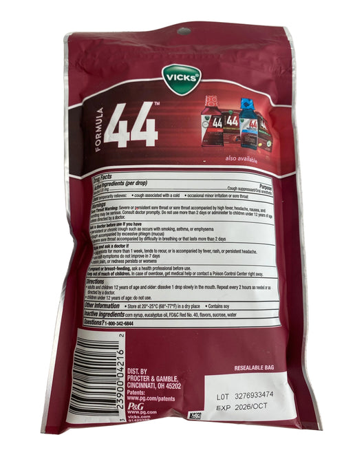 Vicks Formula 44 Menthol Cough Drops – 50 Count