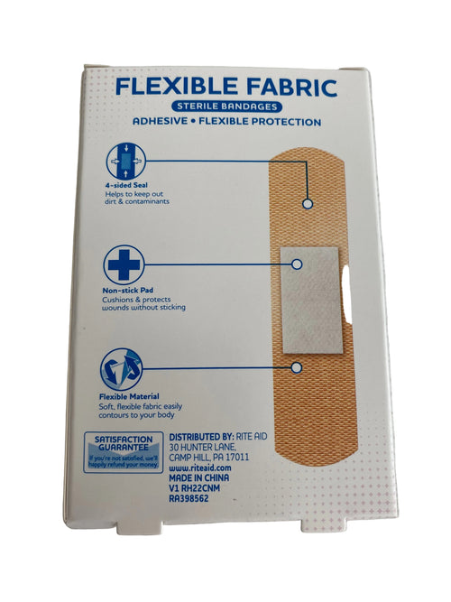 Rite Aid Flexible Fabric Sterile Bandages – 30 Count (3/4 in x 3 in)