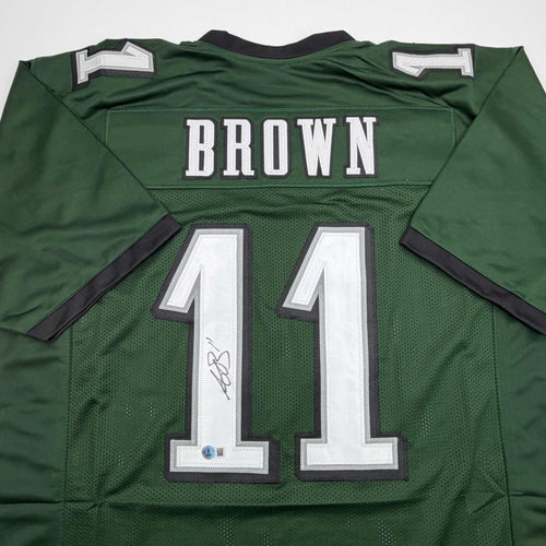 Autographed/Signed AJ A.J. Brown Philadelphia Green Football Jersey Beckett BAS COA