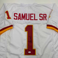 Autographed/Signed Deebo Samuel Washington White Football Jersey JSA COA