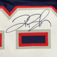 Autographed/Signed Deion Branch #83 New England Blue Football Jersey JSA COA