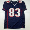 Autographed/Signed Deion Branch #83 New England Blue Football Jersey JSA COA