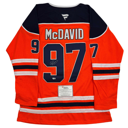 Autographed/Signed Connor McDavid Edmonton Oilers Authentic Orange Hockey Jersey Fanatics COA