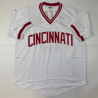Autographed/Signed Dave Concepcion Cincinnati White Baseball Jersey JSA COA