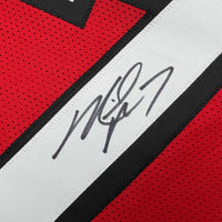 Autographed/Signed Michael Mike Vick Atlanta Red Football Jersey Beckett BAS COA