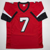 Autographed/Signed Michael Mike Vick Atlanta Red Football Jersey Beckett BAS COA