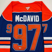Autographed/Signed Connor McDavid Edmonton Oilers Authentic Blue Hockey Jersey Fanatics COA