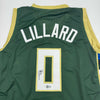 Autographed/Signed Damian Lillard Milwaukee Green Basketball Jersey Beckett BAS COA #2