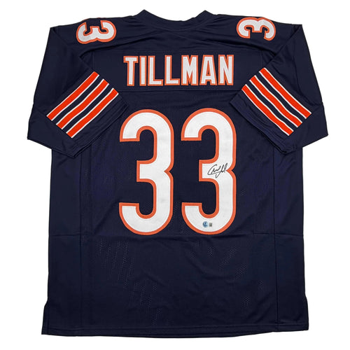Autographed/Signed Charles Tillman Peanut Chicago Blue Football Jersey Beckett BAS COA
