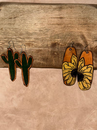 Hand Tooled Leather Earrings