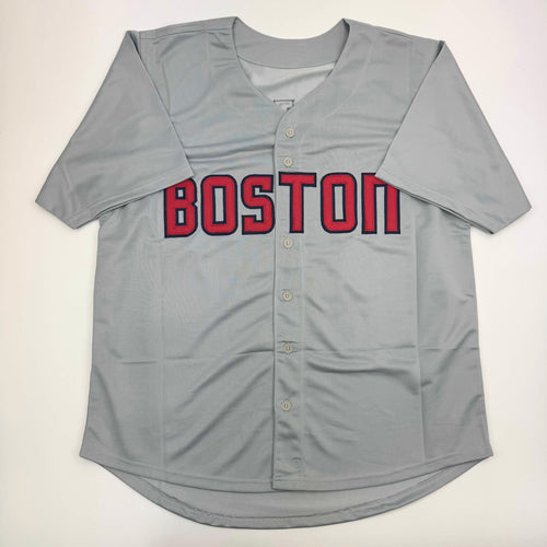 Autographed/Signed David Ortiz Boston Grey Baseball Jersey JSA COA