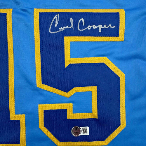 Autographed/Signed Cecil Cooper Milwaukee Blue Baseball Jersey Beckett BAS COA