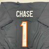 Autographed/Signed Ja'Marr Chase Cincinnati Black Football Jersey JSA COA