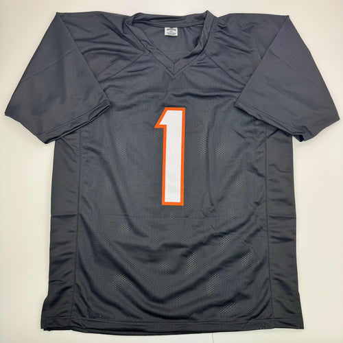 Autographed/Signed Ja'Marr Chase Cincinnati Black Football Jersey JSA COA
