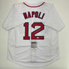 Autographed/Signed Mike Napoli Boston Red Sox White Baseball Jersey JSA COA