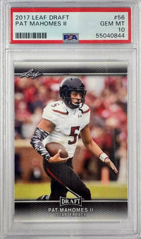 Graded 2017 Leaf Draft Patrick Mahomes II #56 Rookie RC Football Card PSA 10 Gem Mint