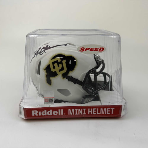 Autographed/Signed Deion Sanders Colorado Bison Mini College Football Helmet Beckett BAS COA