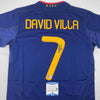 Autographed/Signed David Villa Spain Blue World Cup Soccer Jersey Beckett BAS COA