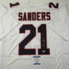 Autographed/Signed Deion Sanders Atlanta White Football Jersey Beckett BAS COA