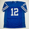 Autographed/Signed Roger Staubach Dallas Blue Football Jersey Beckett BAS COA