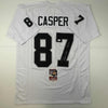 Autographed/Signed Dave Casper HOF 02 Oakland Las Vegas White Football Jersey JSA COA