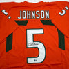 Autographed/Signed Andre Johnson Miami Orange College Football Jersey Beckett BAS COA