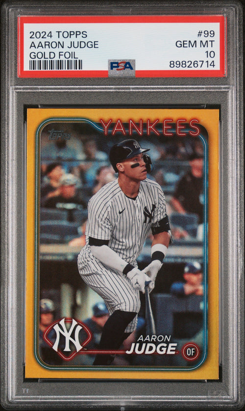 Graded 2024 Topps Aaron Judge #99 Gold Foil Baseball Card PSA 10 Gem Mint
