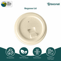 Bosnal - Sugarcane Bagasse Compostable Lids for 8 oz Cups – Case of 20 (500 Pcs)