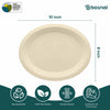Bosnal - Sugarcane Bagasse Compostable 10 inch Oval Plates - Case of 20 (500 Pcs)