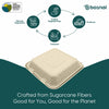 Bosnal - Sugarcane Bagasse Compostable Clamshell Boxes, 9 inch 3-Compartment, Square