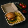 Bosnal - Sugarcane Bagasse Compostable 6inch Square Clamshell Containers - Case of 20 (500 Pcs)