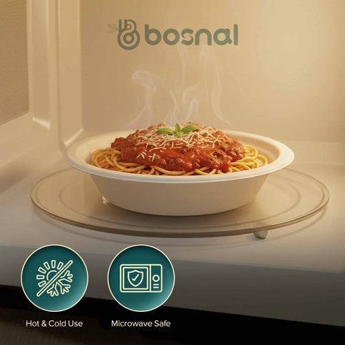 16 Oz Compostable Bowls, Sugarcane Bagasse Disposable Round Bowls, Biodegradable, Microwave Safe, BPA-Free