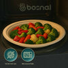7 Inch Round Compostable Plates, 100% Sugarcane Bagasse, Eco-Friendly Disposable Plates, Microwave Safe, BPA-Free, Leak-Resistant