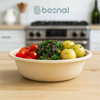 Bosnal – Sugarcane Bagasse Compostable 10 inch & 7 inch Round Plates, 32 Oz Bowls with Cutlery