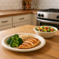 Bosnal - Sugarcane Bagasse Compostable 10 inch Round Plates with 32 oz Bowls
