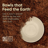 32 Oz Round Sugarcane Bagasse Compostable Bowls, Eco-Friendly Disposable Bowls, Microwave Safe, BPA-Free, Leak-Resistant