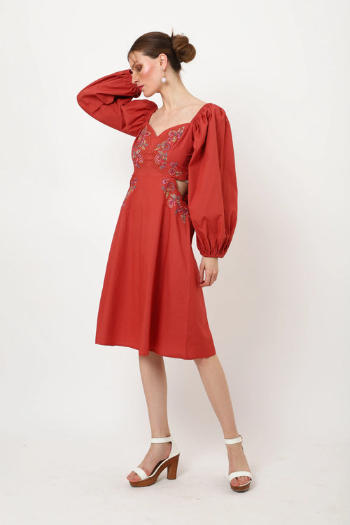 tonal embroidered midnight casual midi dress blue & Red s to xl