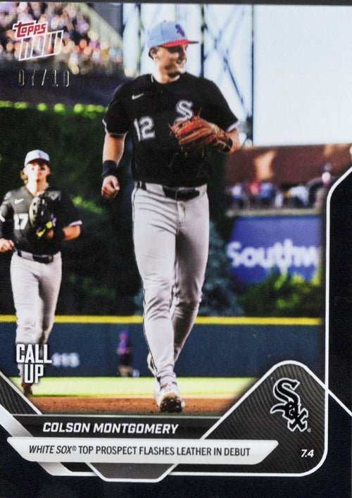 2025 Topps Now Colson Montgomery #387 Black Foil /10 Chicago White Sox Rookie RC Baseball Card
