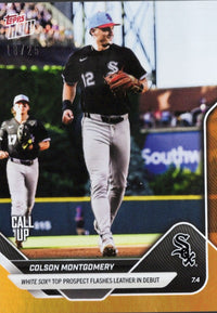 2025 Topps Now Colson Montgomery #387 Orange Foil /25 Chicago White Sox Rookie RC Baseball Card