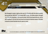 2025 Topps Now Kon Knueppel #D4 Blue Foil /75 Charlotte Hornets Rookie RC Basketball Card