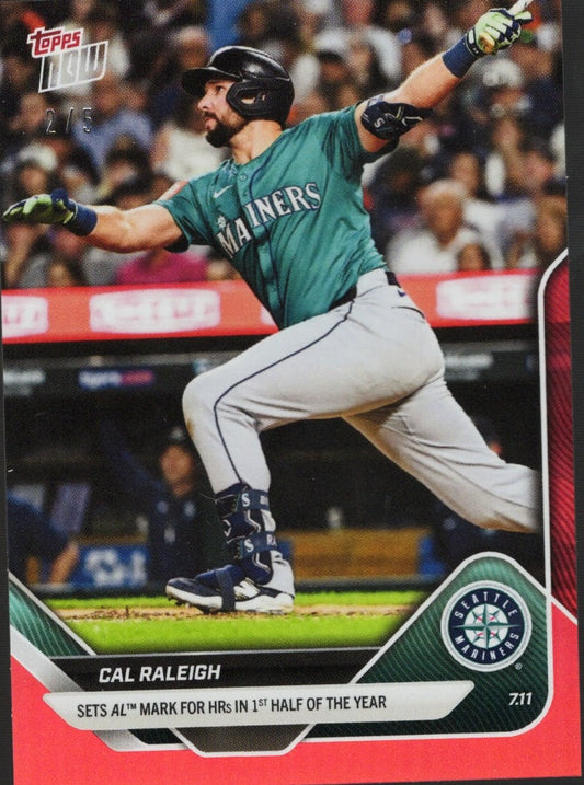 2025 Topps Now Cal Raleigh #413 Red Foil /5 Seattle Mariners Baseball Card