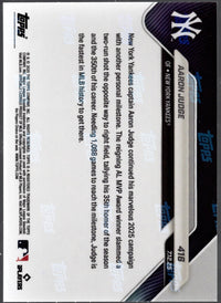 2025 Topps Now Aaron Judge #416 Gold Foil /50 New York Yankees Baseball Card