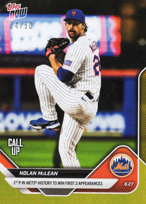 2025 Topps Now Nolan McLean #616 Gold Foil /50 New York Mets Rookie RC Baseball Card
