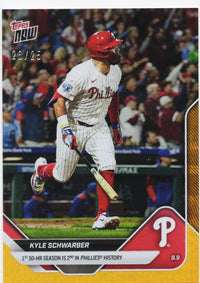 2025 Topps Now Kyle Schwarber #682 Orange Foil /25 Philadelphia Phillies Baseball Card