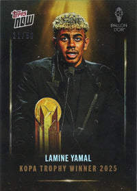 2025 Topps Now Lamine Yamal #006 Kopa Trophy Winner Gold Foil /50 Soccer Card