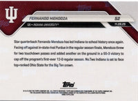 2025 Topps Bowman U Now Fernando Mendoza #52 Orange Foil /25 Indiana Hoosiers Rookie RC Football Card