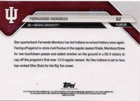 2025 Topps Bowman U Now Fernando Mendoza #52 FoilFractor 1/1 Indiana Hoosiers Rookie RC Football Card