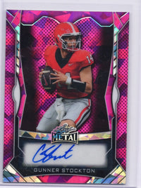 2025 Leaf Metal Gunner Stockton #MAGS1 Pink Ice Auto /20 Georgia Bulldogs Rookie RC Football Card